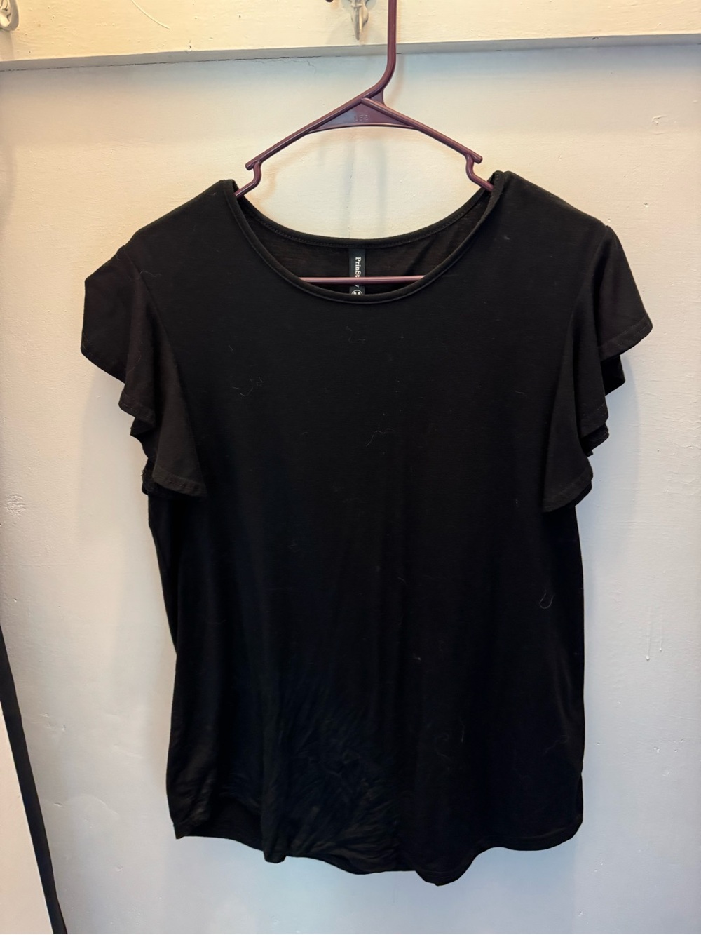 Women's Black Ruffle Sleeve Top